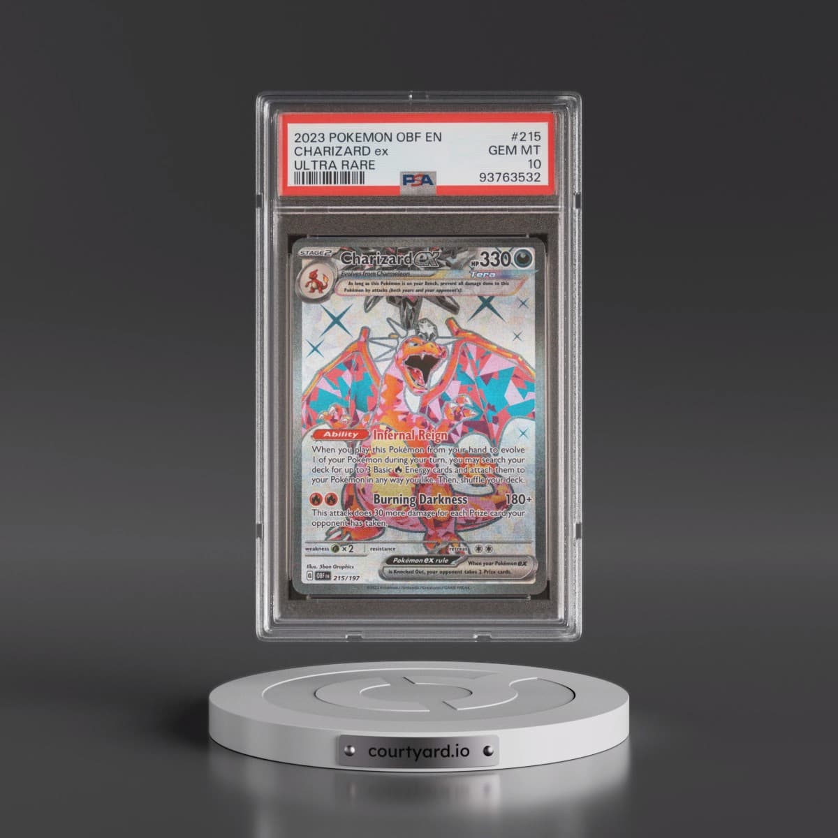 2023 Pokémon Obf EN-Obsidian Flames #215 Charizard EX - Holo Ultra Rare (PSA 10 GEM MINT)