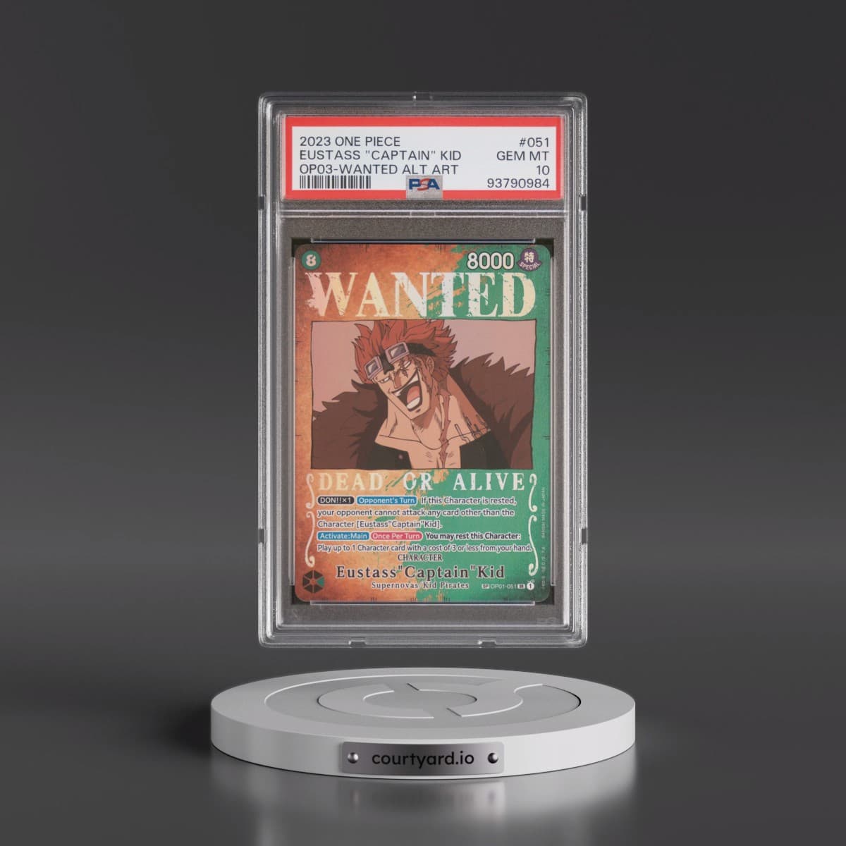 2023 One Piece Pillars of Strength #051 Eustass "Captain" Kid - Wanted Alternate Art (PSA 10 GEM MINT)
