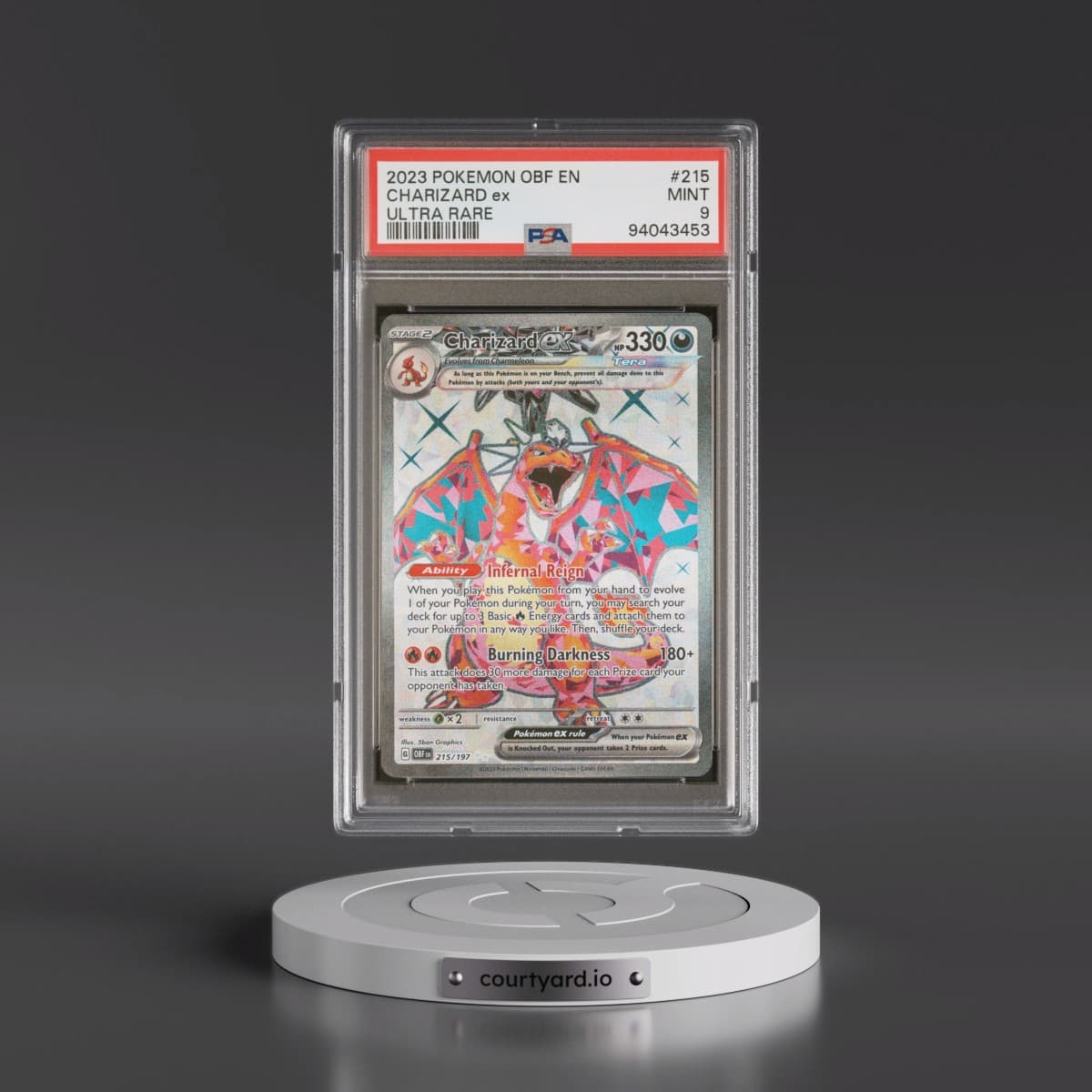 2023 Pokémon Obf EN-Obsidian Flames #215 Charizard EX - Holo Ultra Rare (PSA 9 MINT)