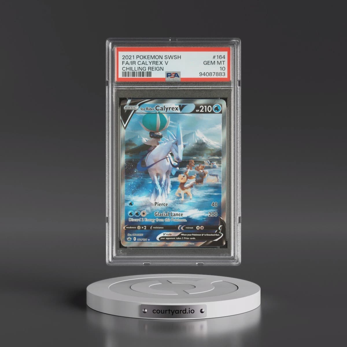 2021 Pokémon Sword & Shield Chilling Reign #164 Ice Rider Calyrex V - Holo Full Art (PSA 10 GEM MINT)