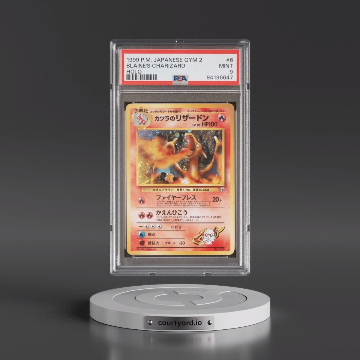 1999 Pokémon Gym 2 #6 Blaine's Charizard - Holo (PSA 9 MINT)