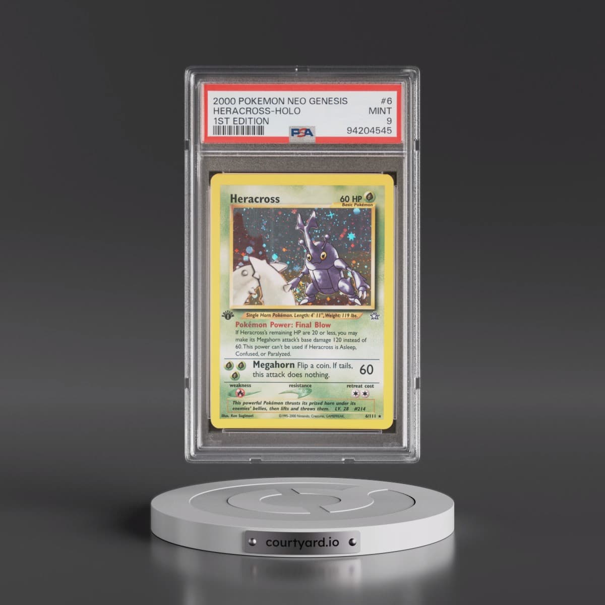 2000 Pokémon Neo Genesis #6 Heracross - 1st Edition Holo (PSA 9 MINT)