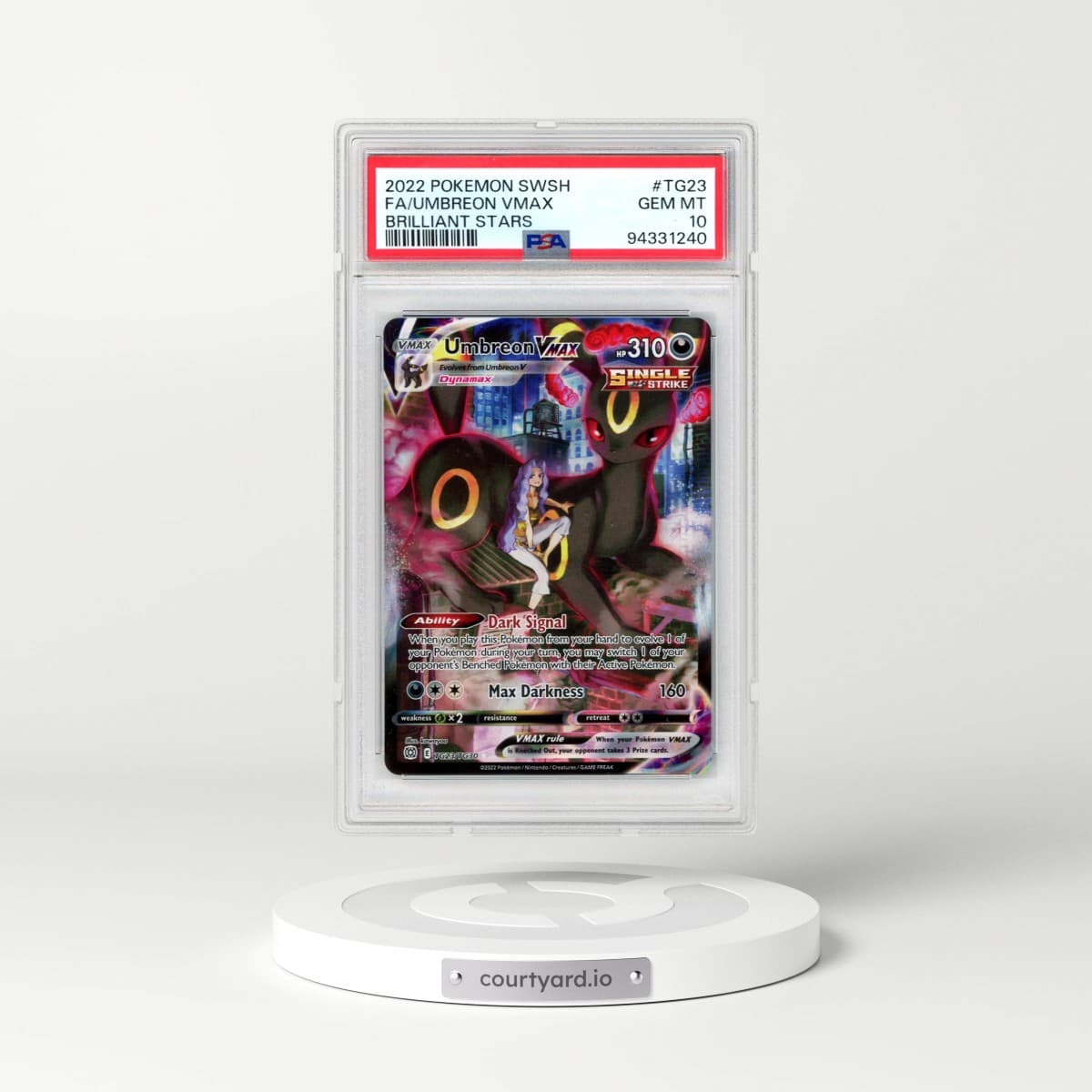 2022 Pokémon Sword & Shield Brilliant Stars #TG23 Umbreon Vmax - Full Art (PSA 10 GEM MINT)