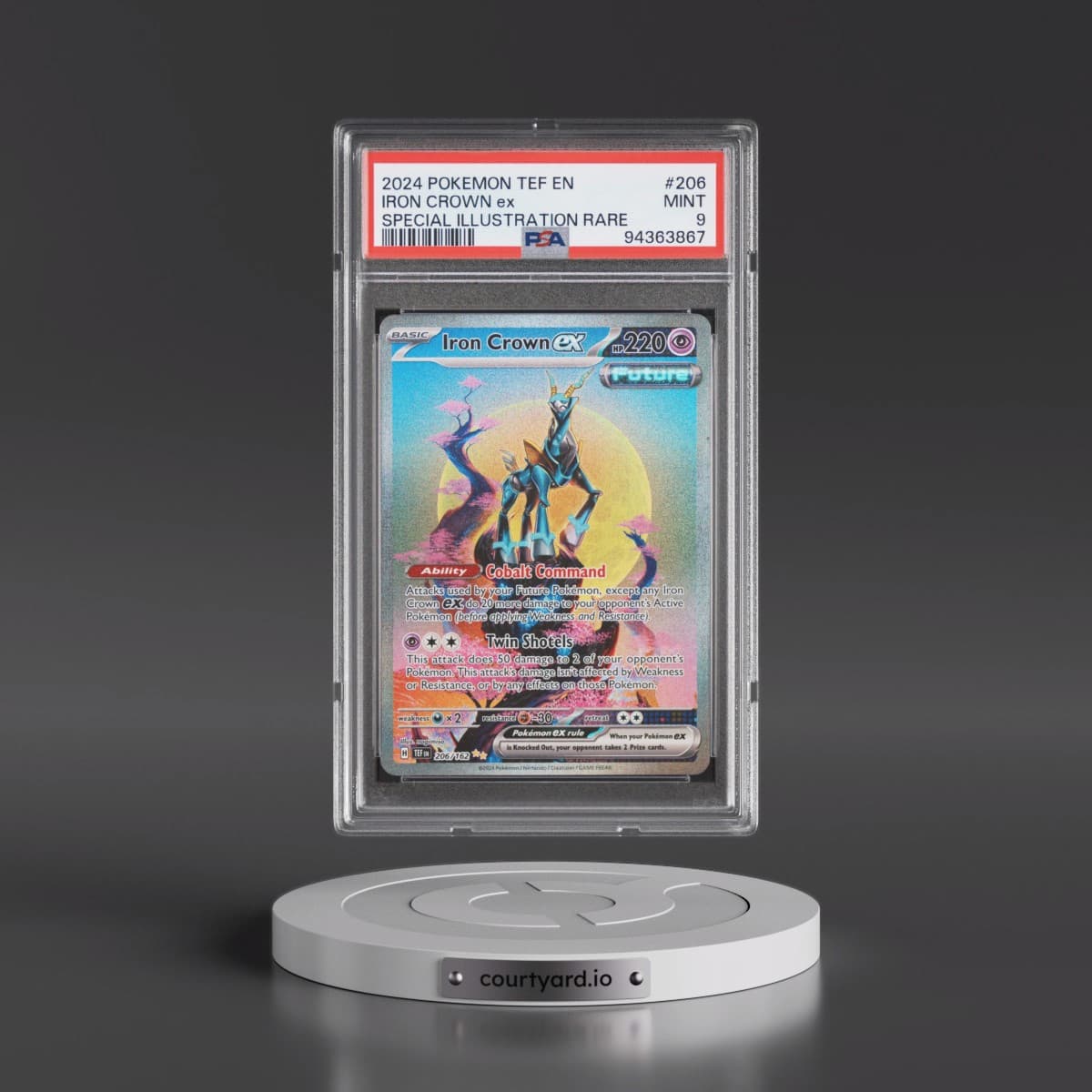 2024 Pokémon Tef EN-Temporal Forces #206 Iron Crown EX - Holo Special Illustration Rare (PSA 9 MINT)