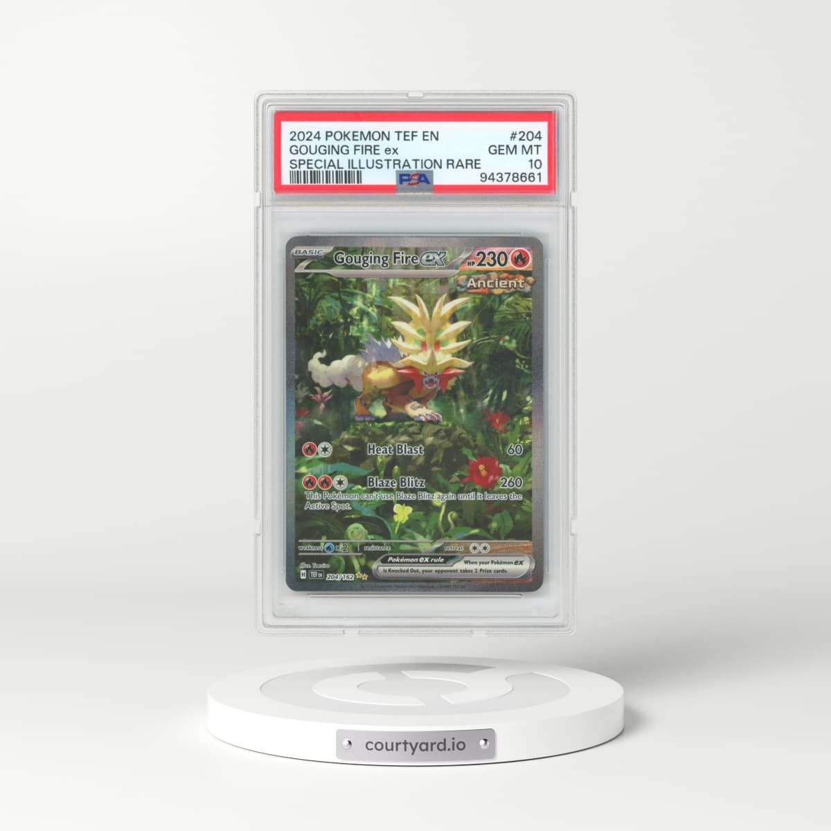 2024 Pokémon Tef EN-Temporal Forces #204 Gouging Fire EX - Holo Special Illustration Rare (PSA 10 GEM MINT)