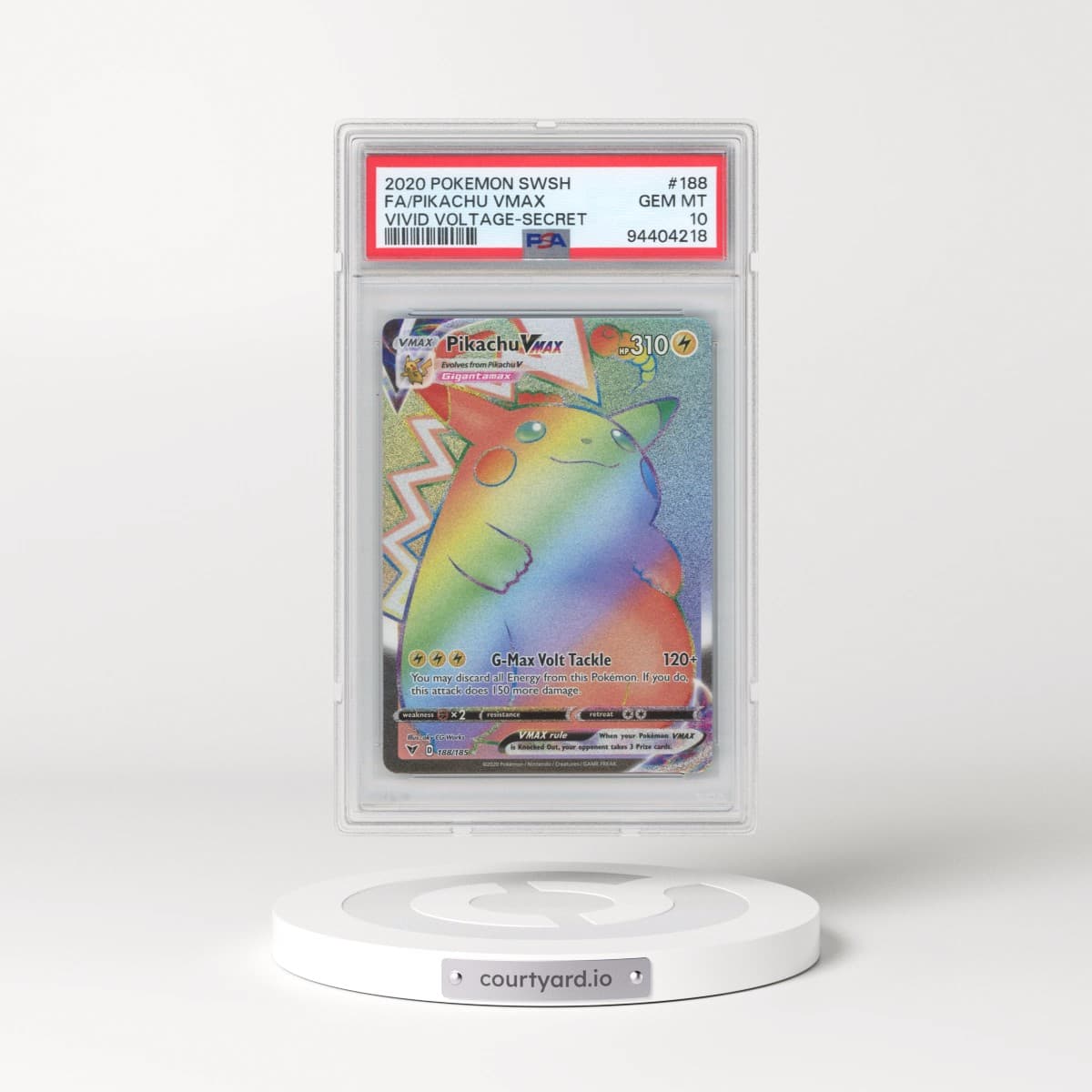 2020 Pokémon Sword & Shield Vivid Voltage #188 Pikachu Vmax - Full Art Secret (PSA 10 GEM MINT)