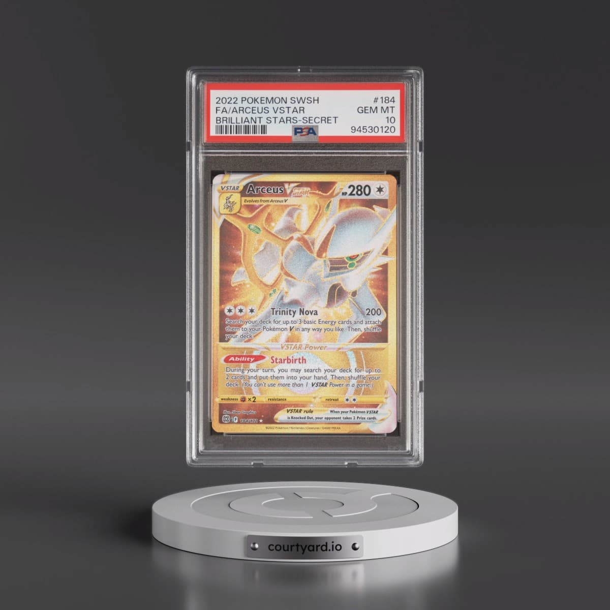 2022 Pokémon Sword & Shield Brilliant Stars #184 Arceus Vstar - Full Art Secret (PSA 10 GEM MINT)
