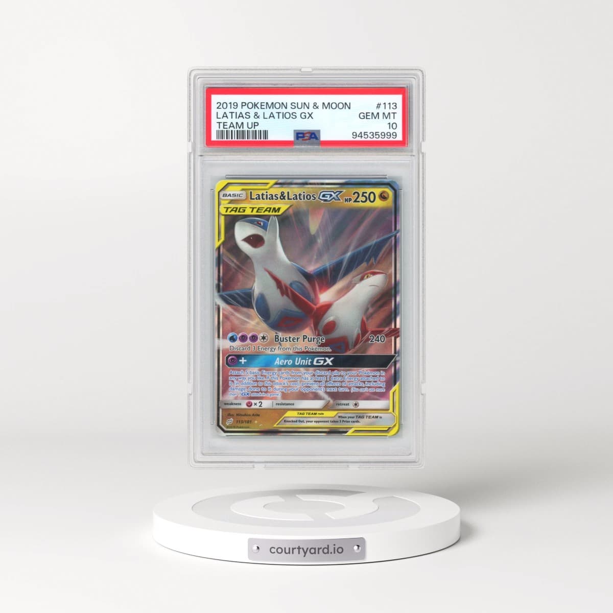 2019 Pokémon Sun & Moon Team Up #113 Latias & Latios GX - Holo (PSA 10 GEM MINT)