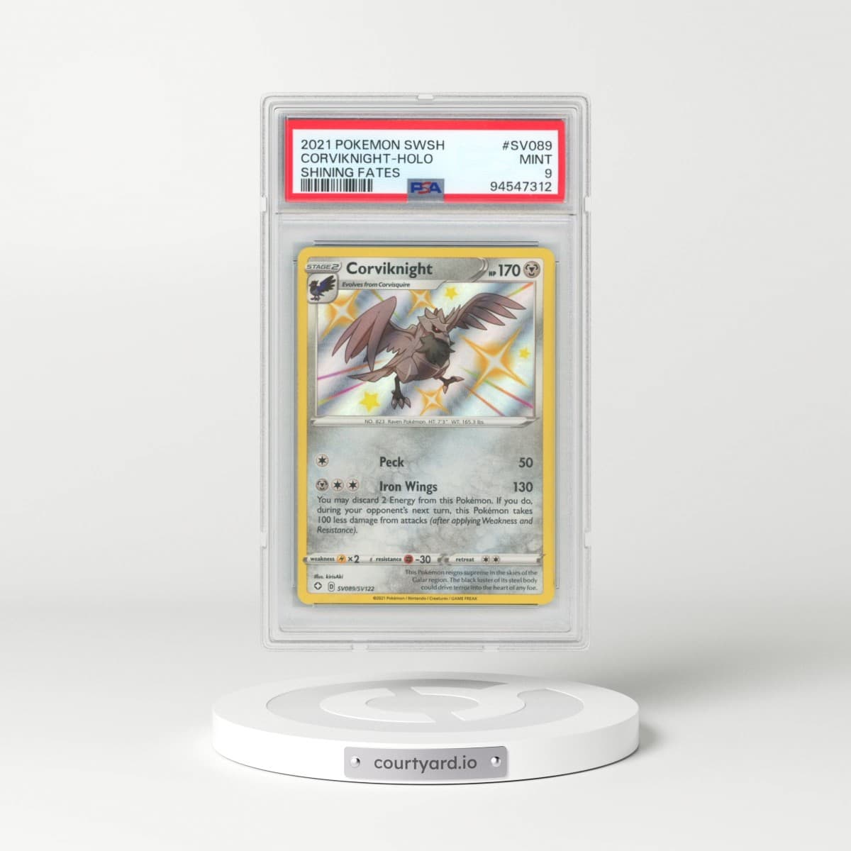 2021 Pokémon Sword & Shield Shining Fates #SV089 Corviknight - Holo (PSA 9 MINT)