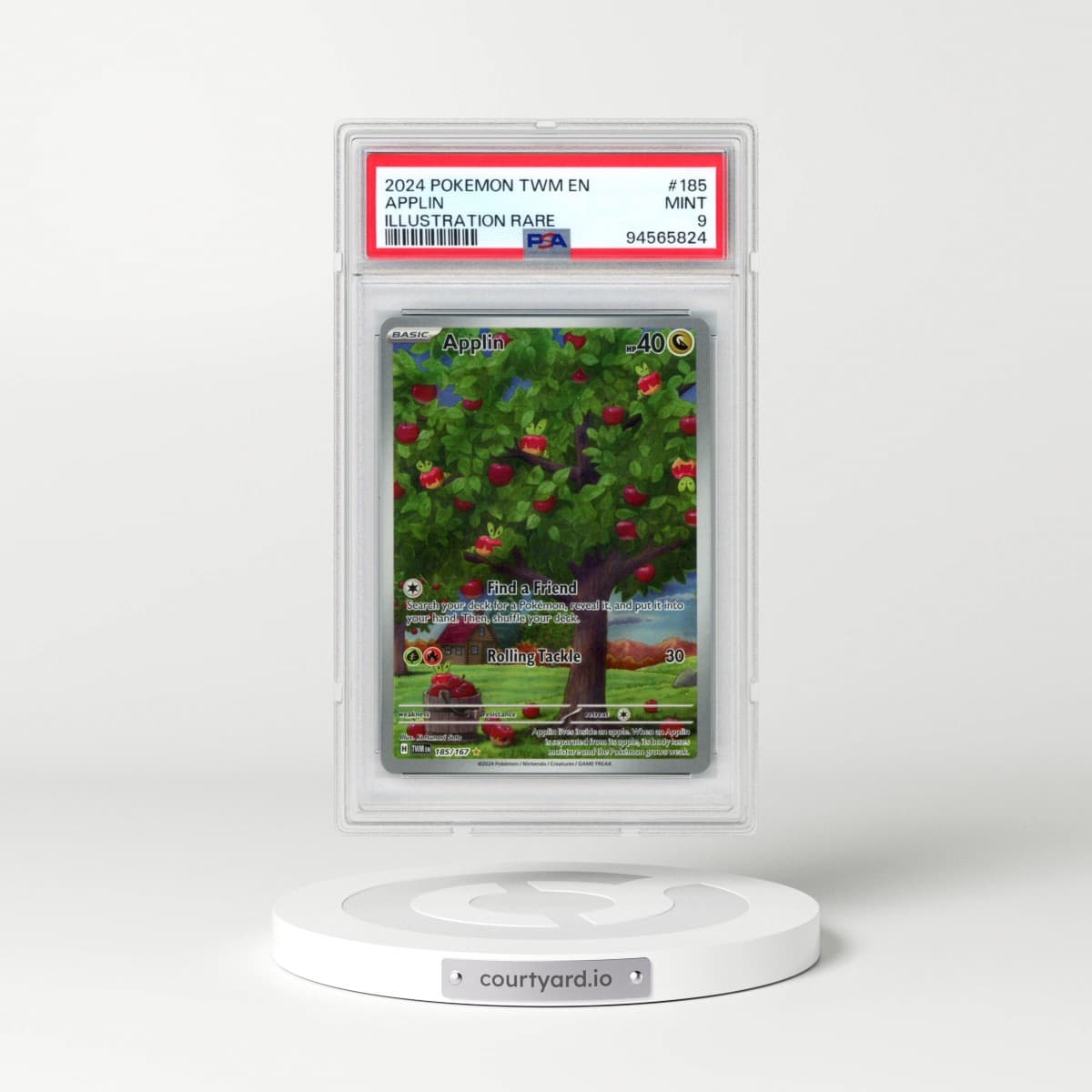 2024 Pokémon Twm EN-Twilight Masquerade #185 Applin - Illustration Rare (PSA 9 MINT)