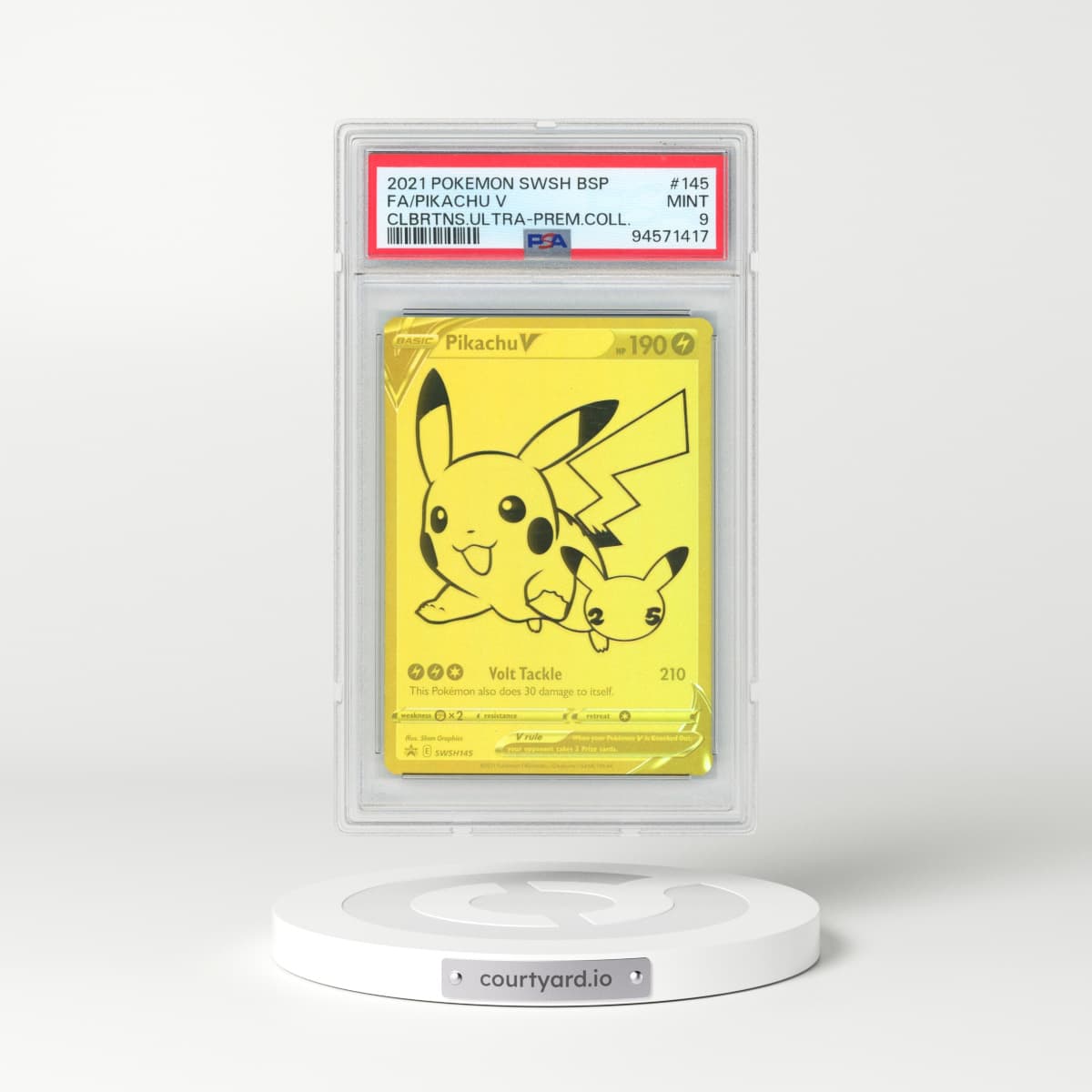 2021 Pokémon Swsh Black Star Promo #145 Pikachu V - Holo Full Art Celebrations Ultra-Premium Collection (PSA 9 MINT)
