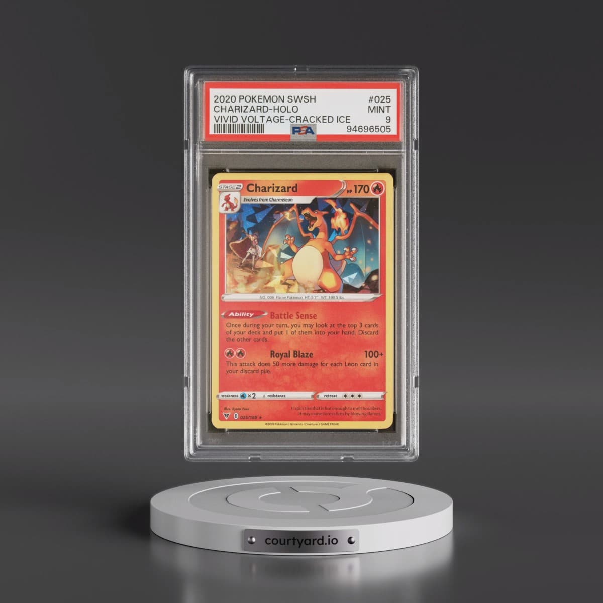 2020 Pokémon Sword & Shield Vivid Voltage #025 Charizard - Holo Cracked Ice (PSA 9 MINT)