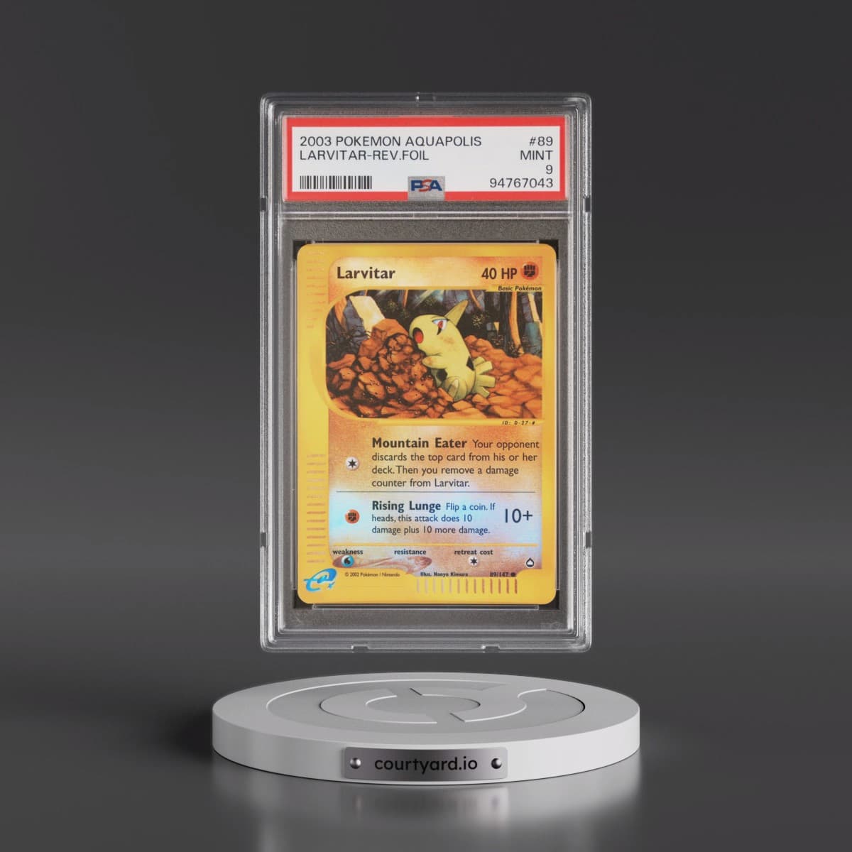 2003 Pokémon Aquapolis #89 Larvitar - Reverse Foil (PSA 9 MINT)