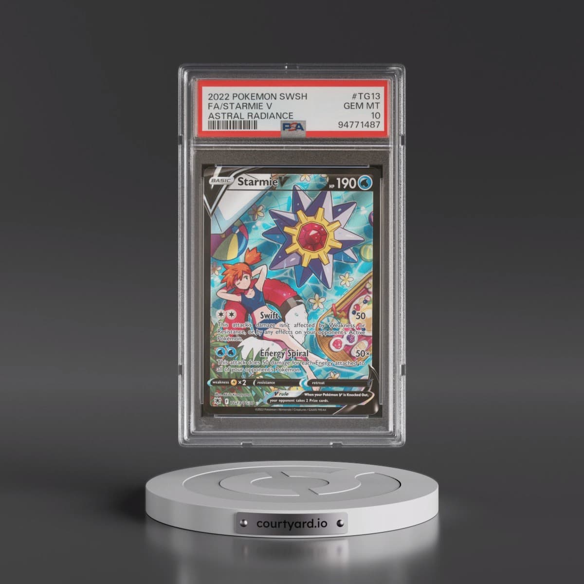 2022 Pokémon Sword & Shield Astral Radiance #TG13 Starmie V - Holo Full Art (PSA 10 GEM MINT)