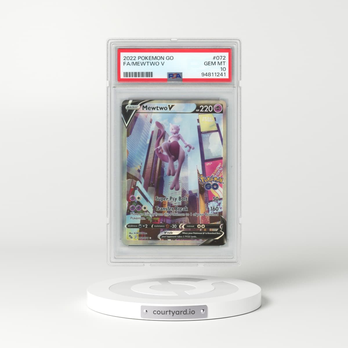 2022 Pokémon Go #072 Mewtwo V - Holo Full Art (PSA 10 GEM MINT)