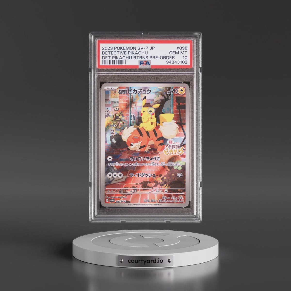 2023 Pokémon SV-P Promo #098 Detective Pikachu - Detective Pikachu Returns Pre-Order (PSA 10 GEM MINT)