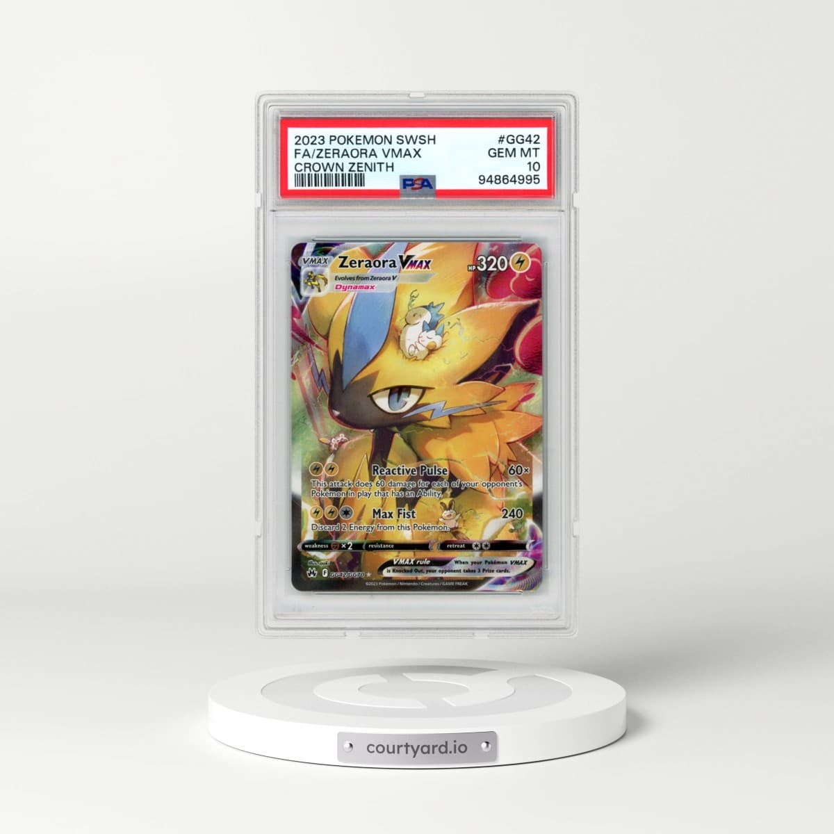 2023 Pokémon Sword and Shield Crown Zenith #GG42 Zeraora Vmax - Full Art (PSA 10 GEM MINT)