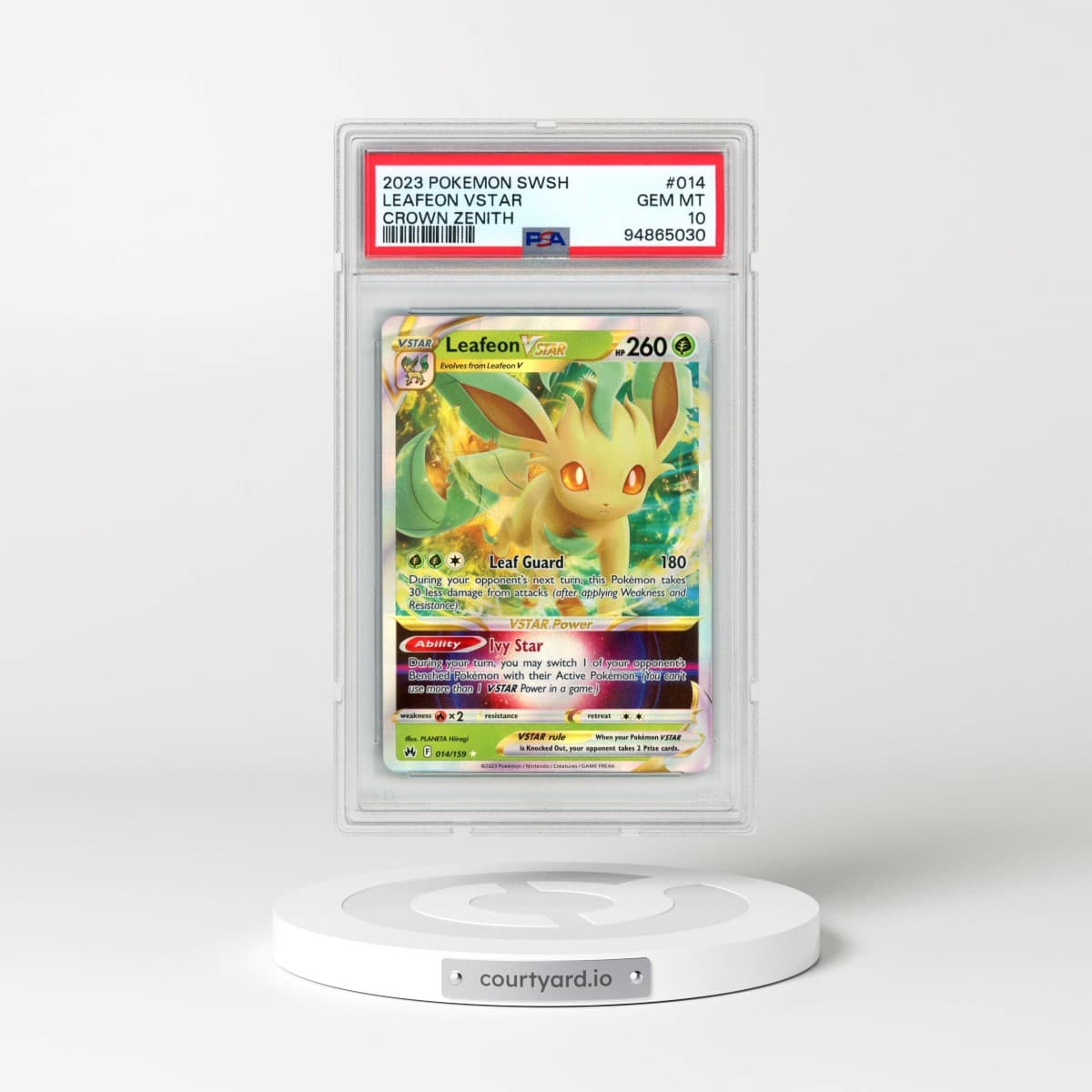 2023 Pokémon Sword and Shield Crown Zenith #014 Leafeon Vstar (PSA 10 GEM MINT)