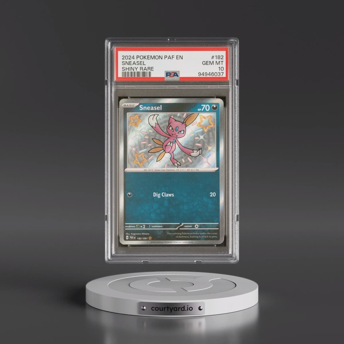 2024 Pokémon Paf EN-Paldean Fates #182 Sneasel - Shiny Rare (PSA 10 GEM MINT)