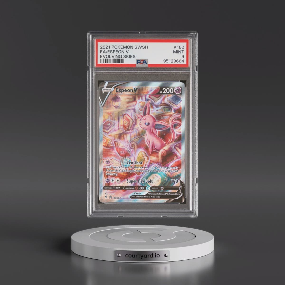 2021 Pokémon Sword & Shield Evolving Skies #180 Espeon V - Holo Full Art (PSA 9 MINT)