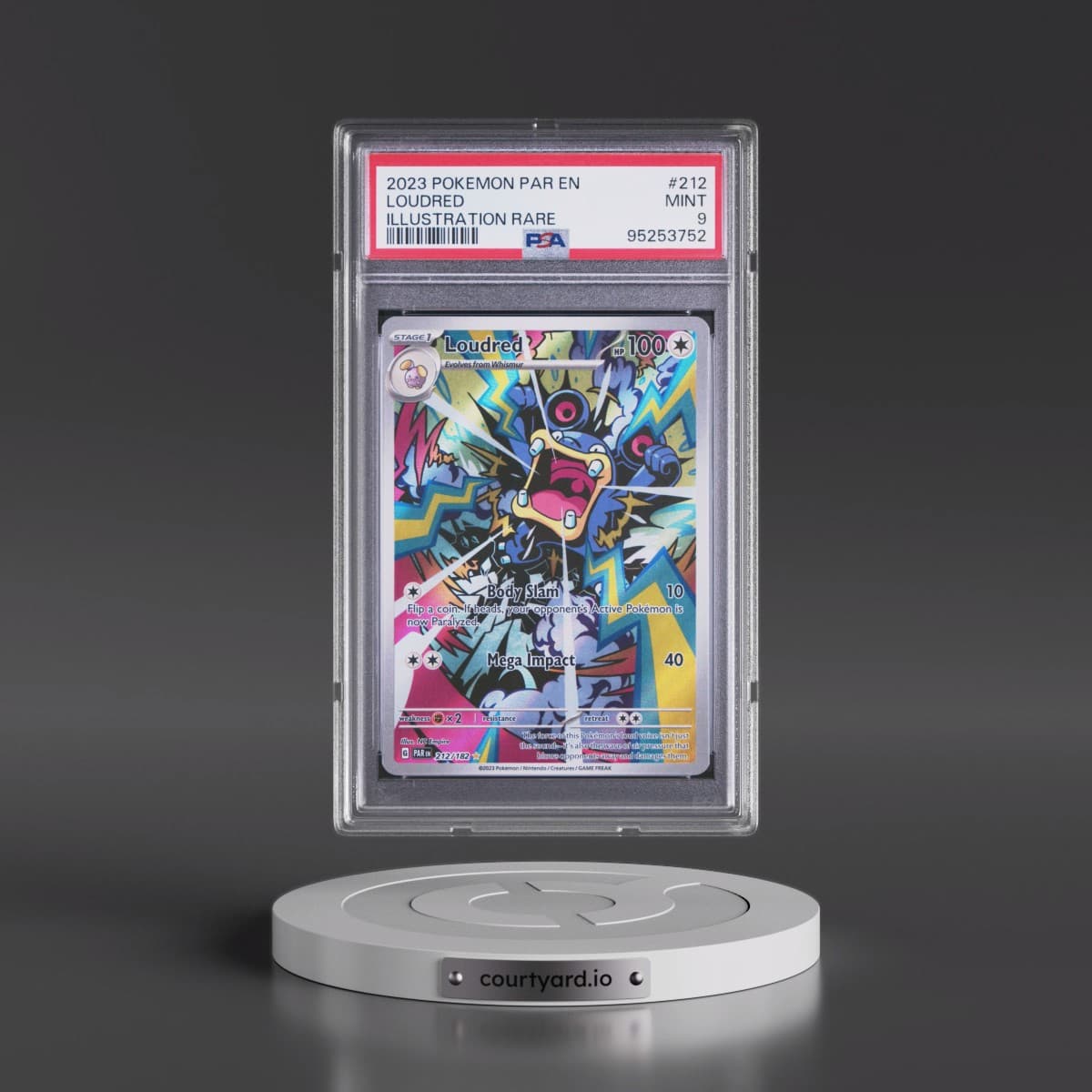 2023 Pokémon Par EN-Paradox Rift #212 Loudred - Illustration Rare (PSA 9 MINT)