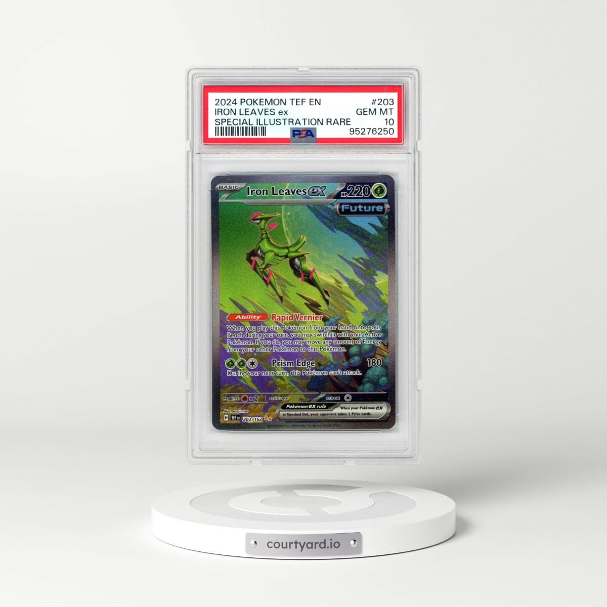 2024 Pokémon Tef EN-Temporal Forces #203 Iron Leaves EX - Holo Special Illustration Rare (PSA 10 GEM MINT)