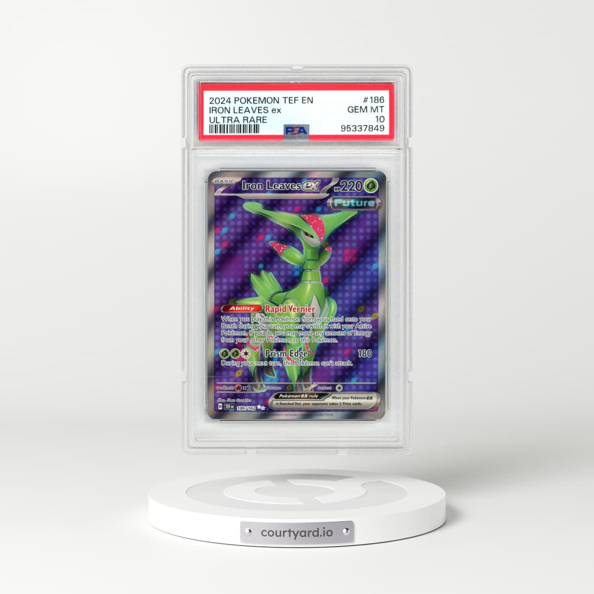 2024 Pokémon Tef EN-Temporal Forces #186 Iron Leaves EX - Holo Ultra Rare (PSA 10 GEM MINT)