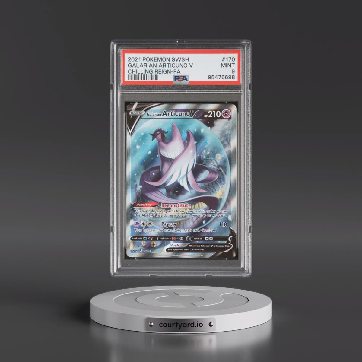 2021 Pokémon Sword & Shield Chilling Reign #170 Galarian Articuno V - Holo Full Art (PSA 9 MINT)
