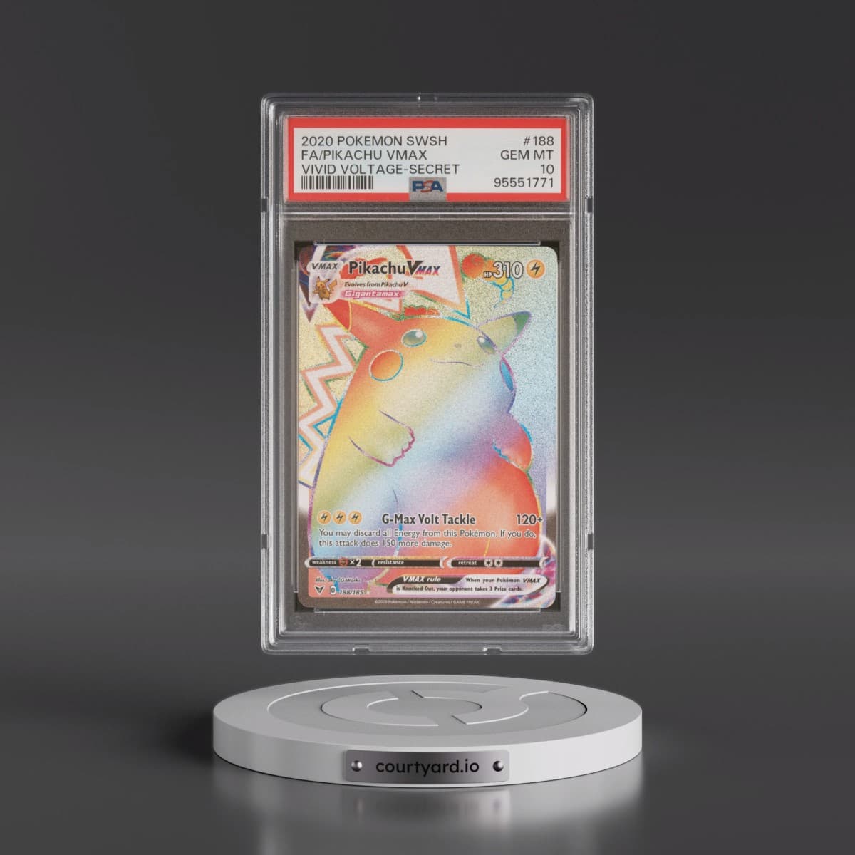 2020 Pokémon Sword & Shield Vivid Voltage #188 Pikachu Vmax - Full Art Secret (PSA 10 GEM MINT)