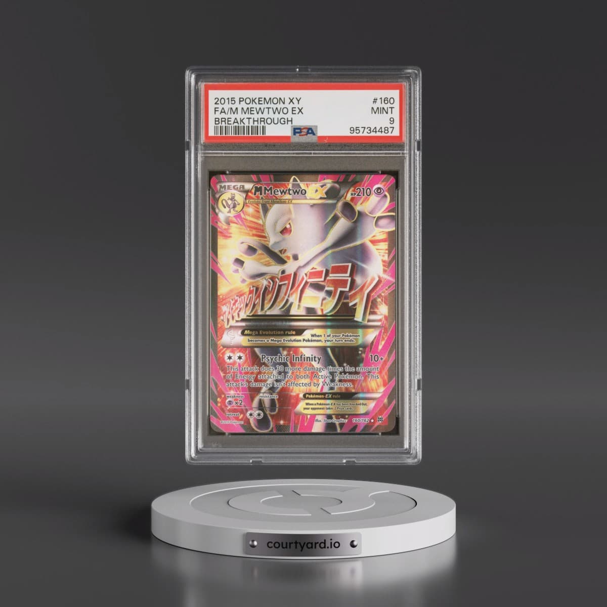 2015 Pokémon XY Breakthrough #160 M Mewtwo EX - Holo Full Art (PSA 9 MINT)