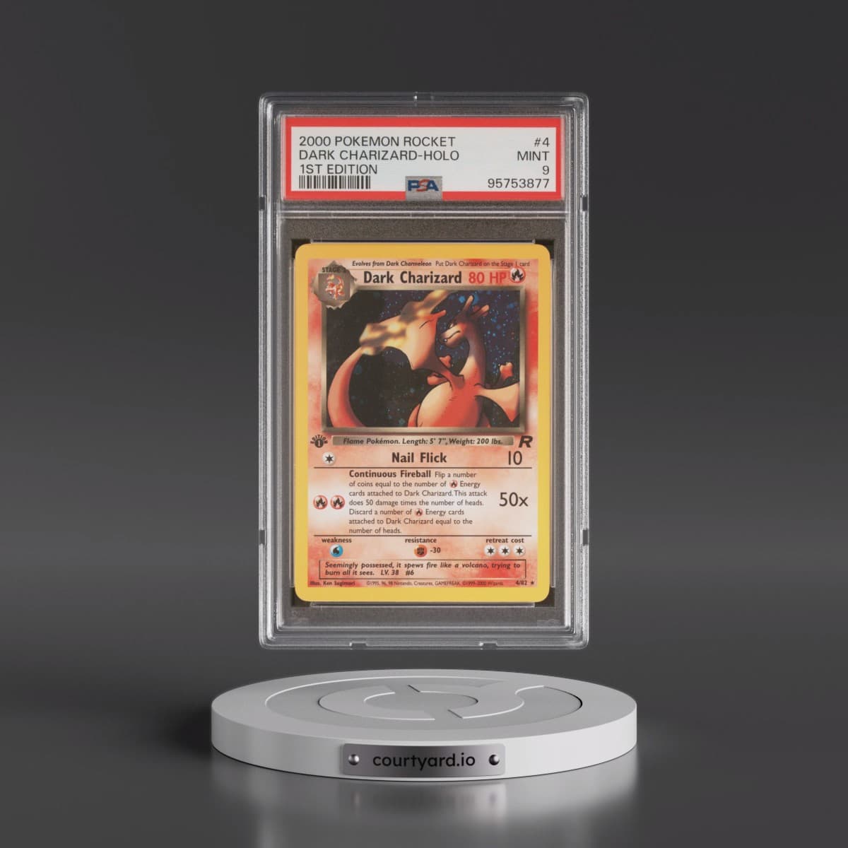 2000 Pokémon Rocket #4 Dark Charizard - 1st Edition Holo (PSA 9 MINT)