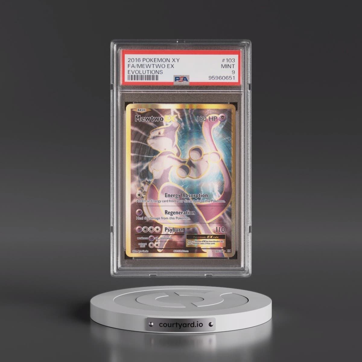 2016 Pokémon XY Evolutions #103 Mewtwo EX - Holo Full Art (PSA 9 MINT)
