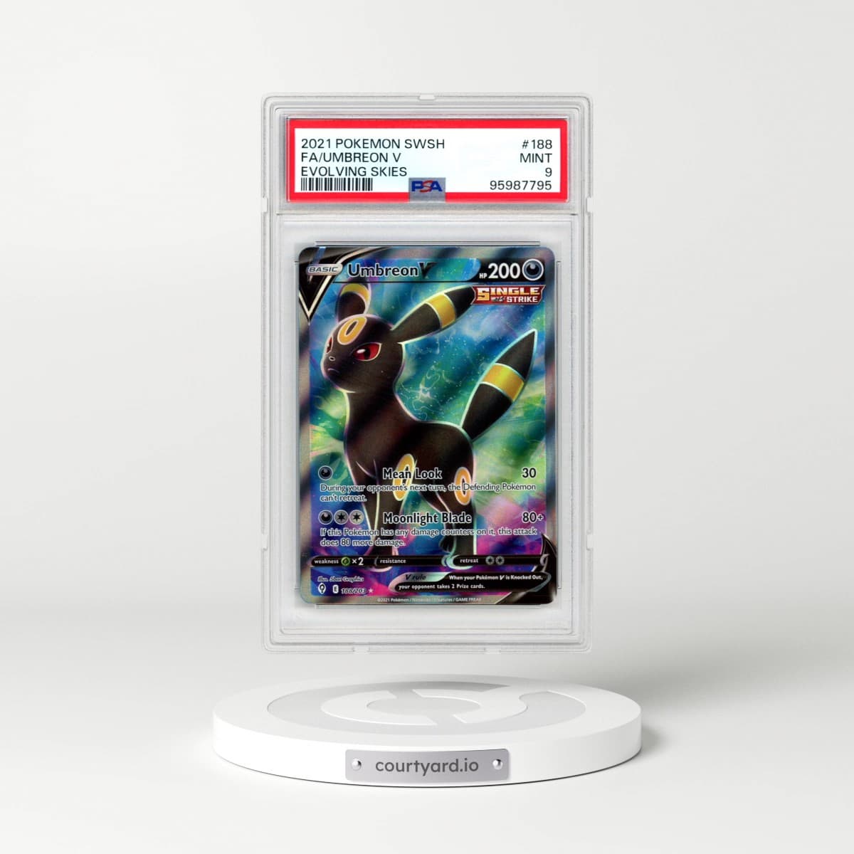 2021 Pokémon Sword & Shield Evolving Skies #188 Umbreon V - Holo Full Art (PSA 9 MINT)