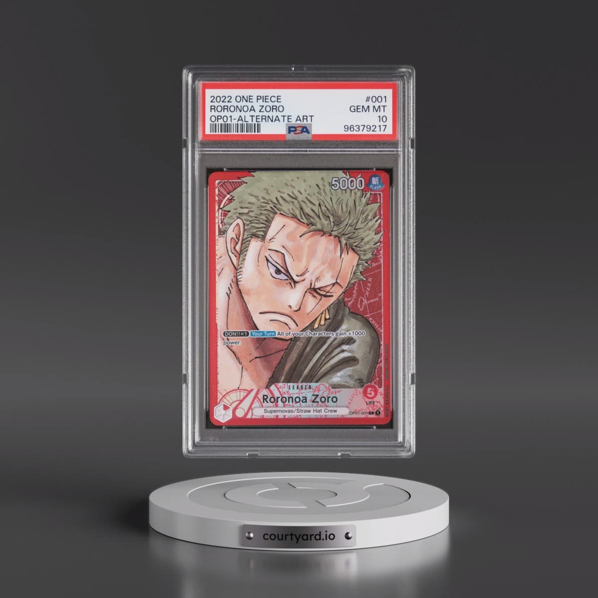 2022 One Piece OP01-Romance Dawn #001 Roronoa Zoro - Alternate Art (PSA 10 GEM MINT)