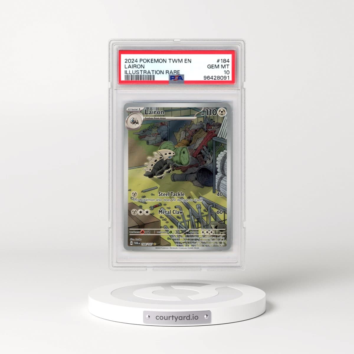 2024 Pokémon Twm EN-Twilight Masquerade #184 Lairon - Illustration Rare (PSA 10 GEM MINT)