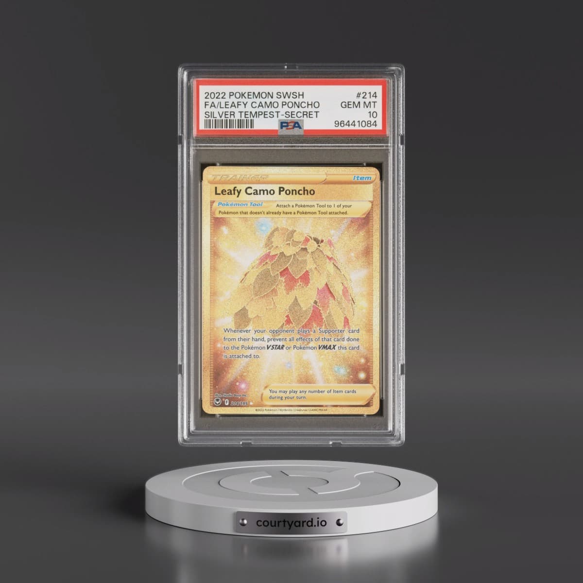 2022 Pokémon Sword & Shield Silver Tempest #214 Leafy Camo Poncho - Full Art Secret (PSA 10 GEM MINT)