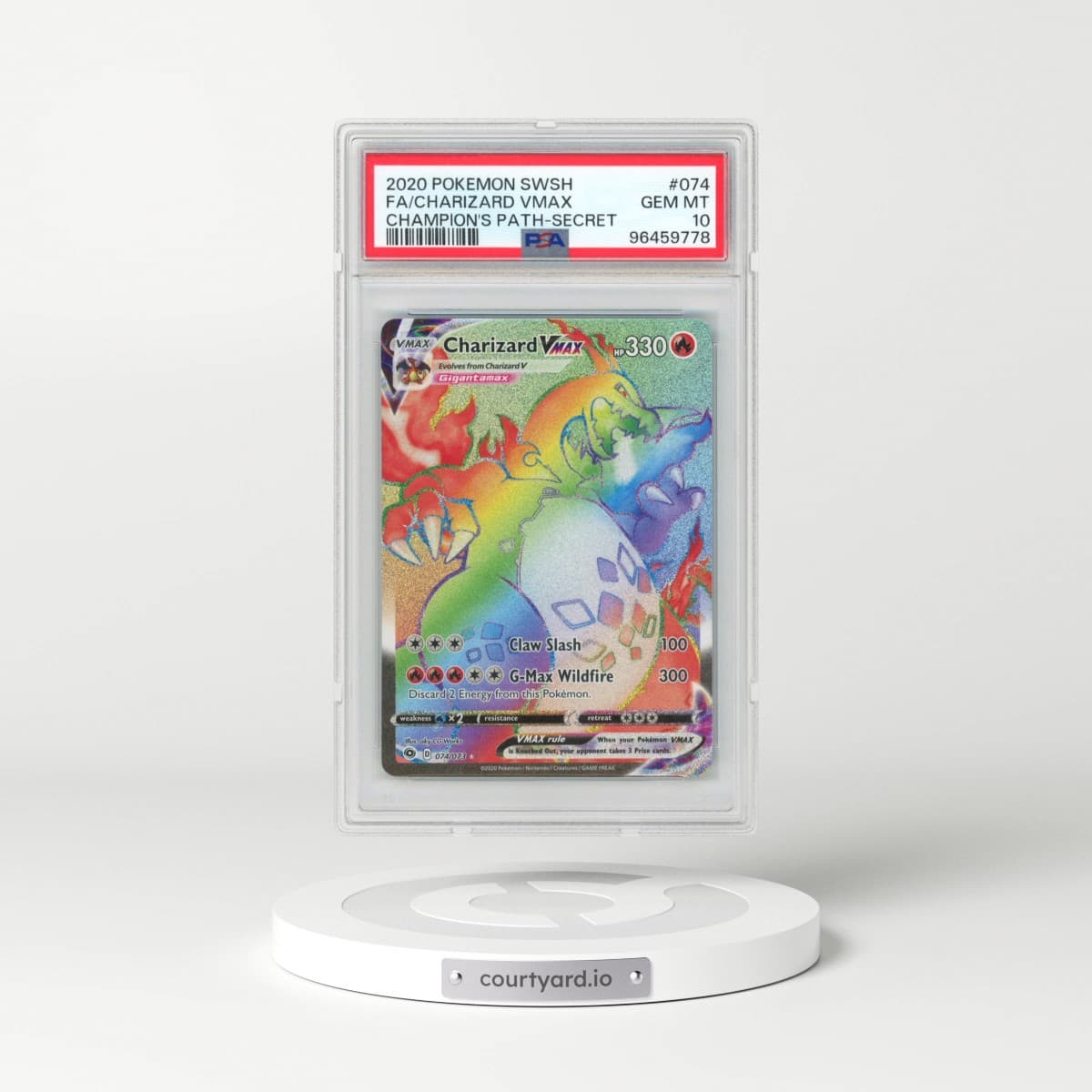 2020 Pokémon Sword & Shield Champion's Path #074 Charizard Vmax - Full Art Secret (PSA 10 GEM MINT)