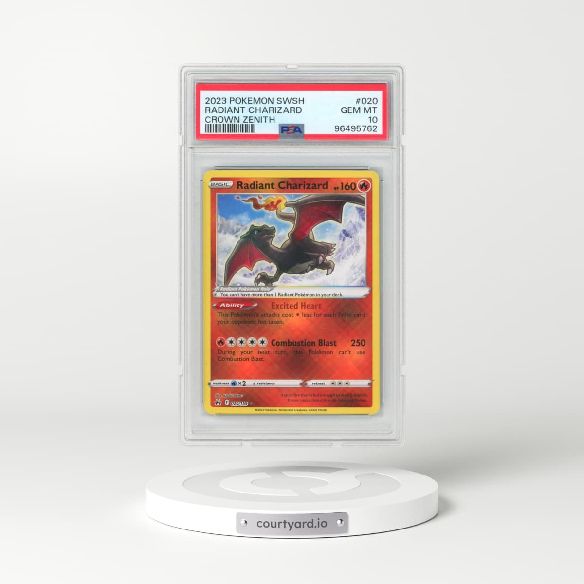 2023 Pokémon Sword and Shield Crown Zenith #020 Radiant Charizard - Holo (PSA 10 GEM MINT)