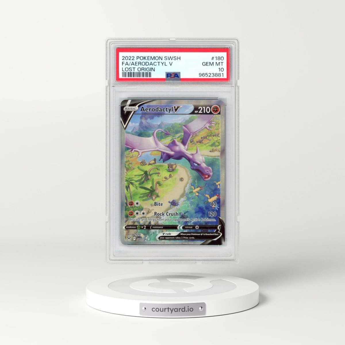 2022 Pokémon Sword & Shield Lost Origin #180 Aerodactyl V - Holo Full Art (PSA 10 GEM MINT)