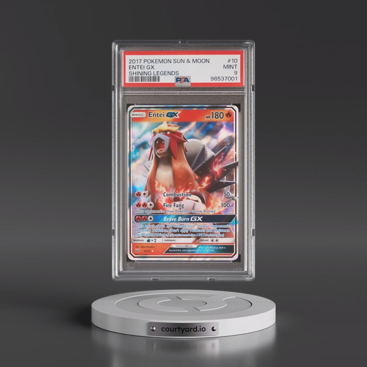 2017 Pokémon Sun & Moon Shining Legends #10 Entei GX - Holo (PSA 9 MINT)