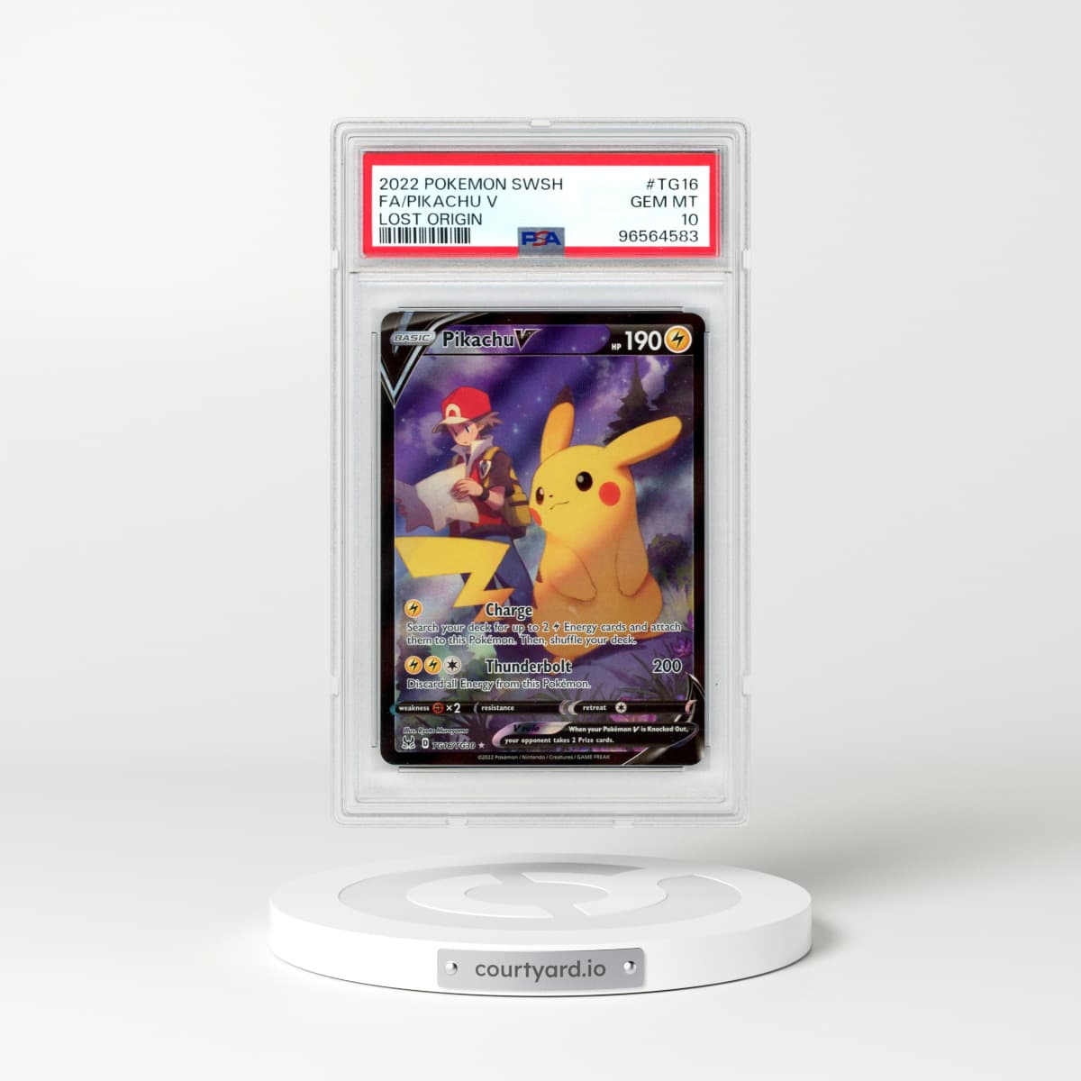 2022 Pokémon Sword & Shield Lost Origin #TG16 Pikachu V - Holo Full Art (PSA 10 GEM MINT)
