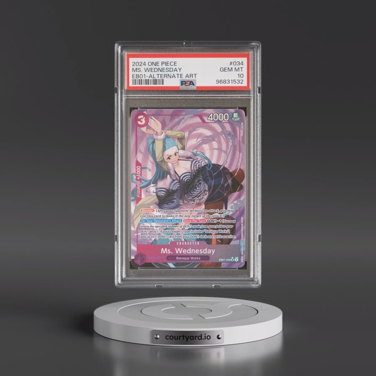 2024 One Piece Extra Booster -Memorial Collection #034 MS. Wednesday - Alternate Art (PSA 10 GEM MINT)