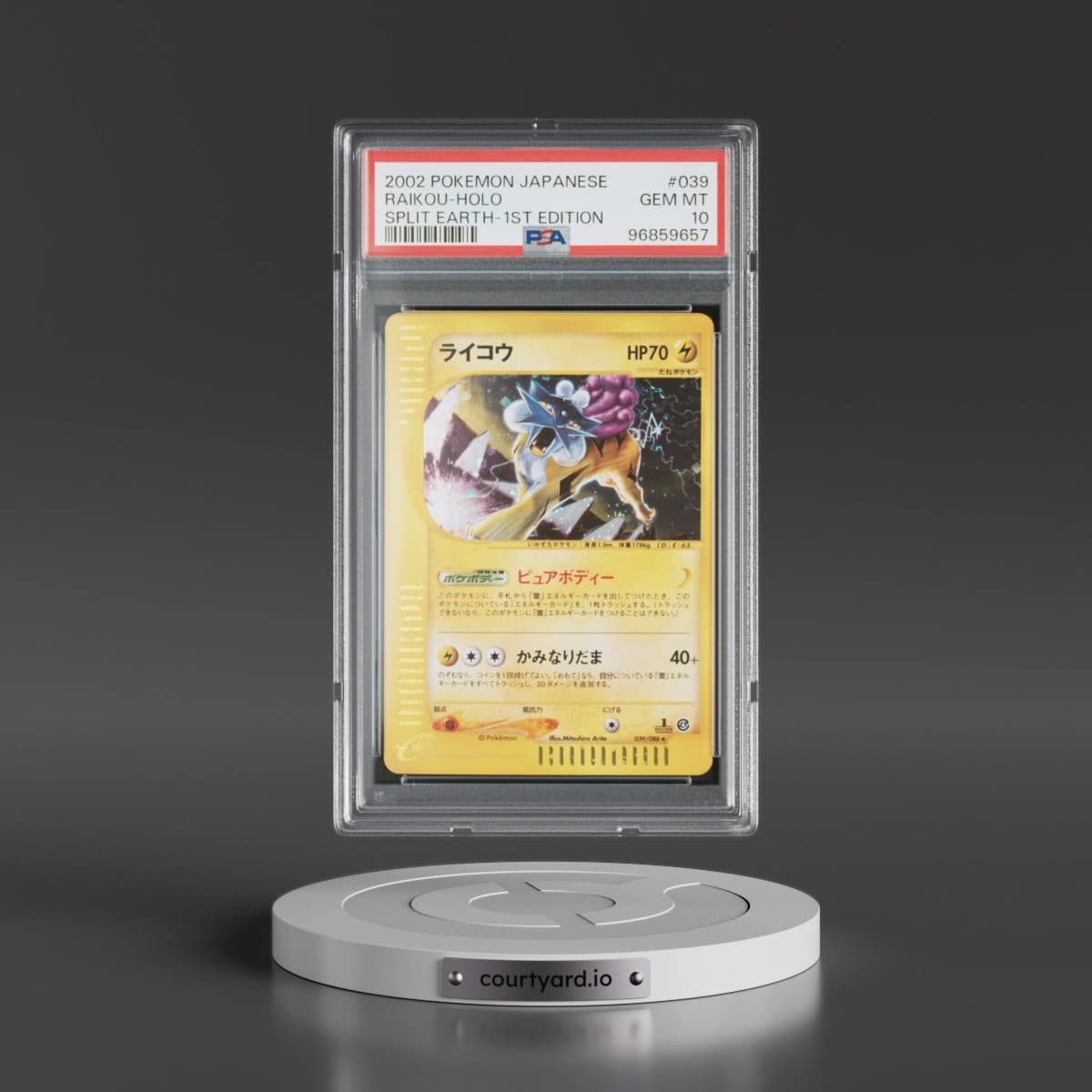 2002 Pokémon Split Earth #039 Raikou - 1st Edition Holo (PSA 10 GEM MINT)