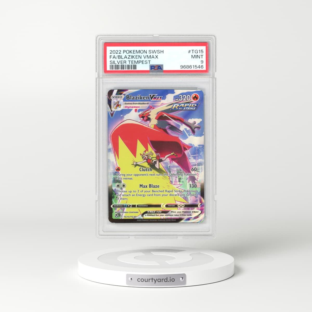 2022 Silver Tempest #TG15 Blaziken VMAX - Holo Character Rare (PSA 9 MINT)