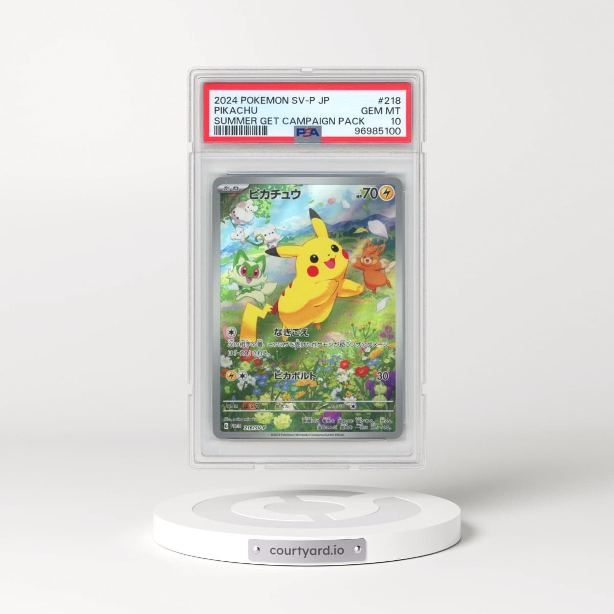 2024 Pokémon SV-P Promo #218 Pikachu - Summer of Pokeca Is Here! Promo Card Get Campaign Pack (PSA 10 GEM MINT)