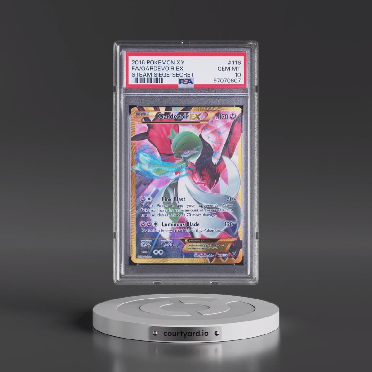 2016 Pokémon XY Steam Siege #116 Gardevoir EX - Holo Full Art Secret (PSA 10 GEM MINT)