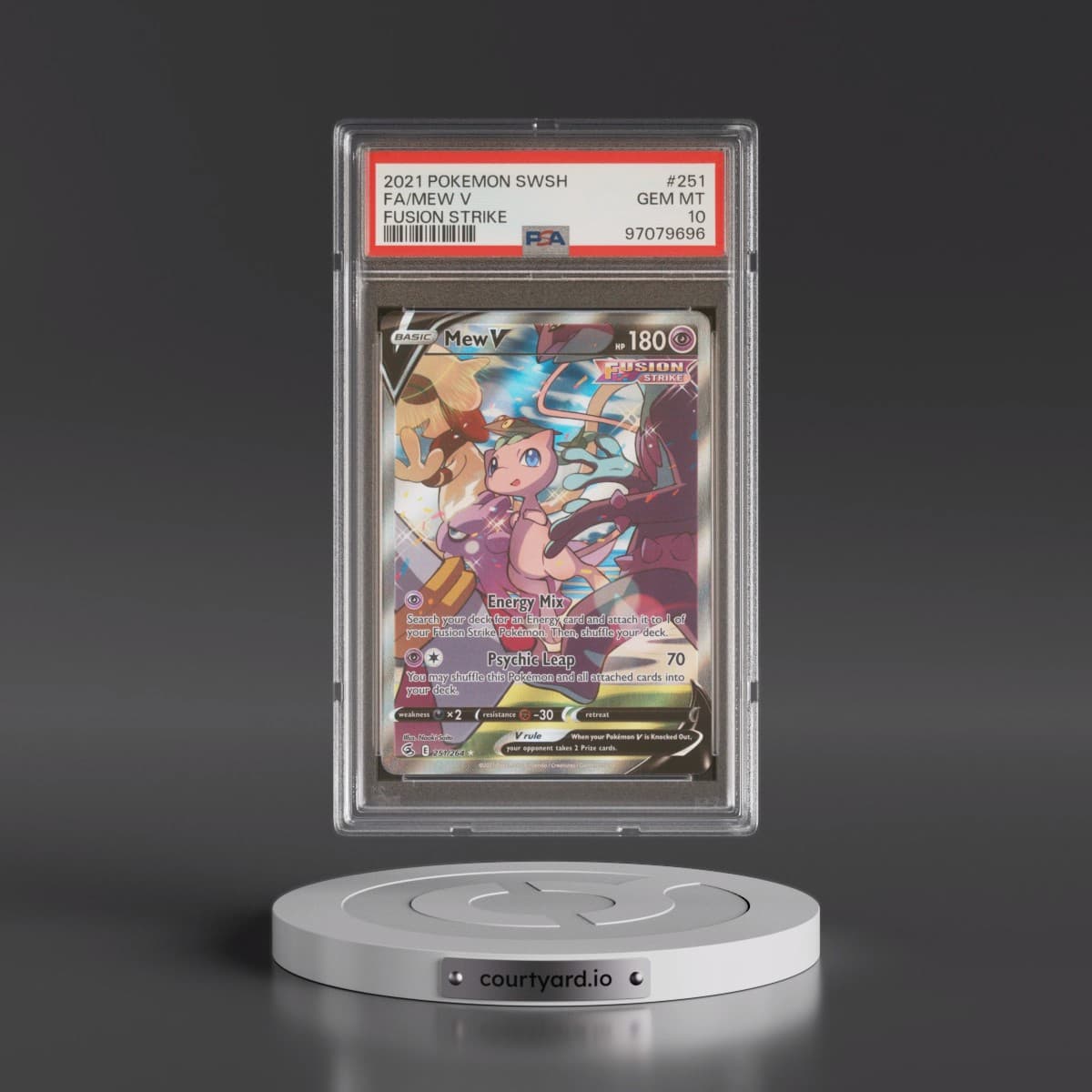 2021 Pokémon Sword & Shield Fusion Strike #251 Mew V - Holo Full Art (PSA 10 GEM MINT)