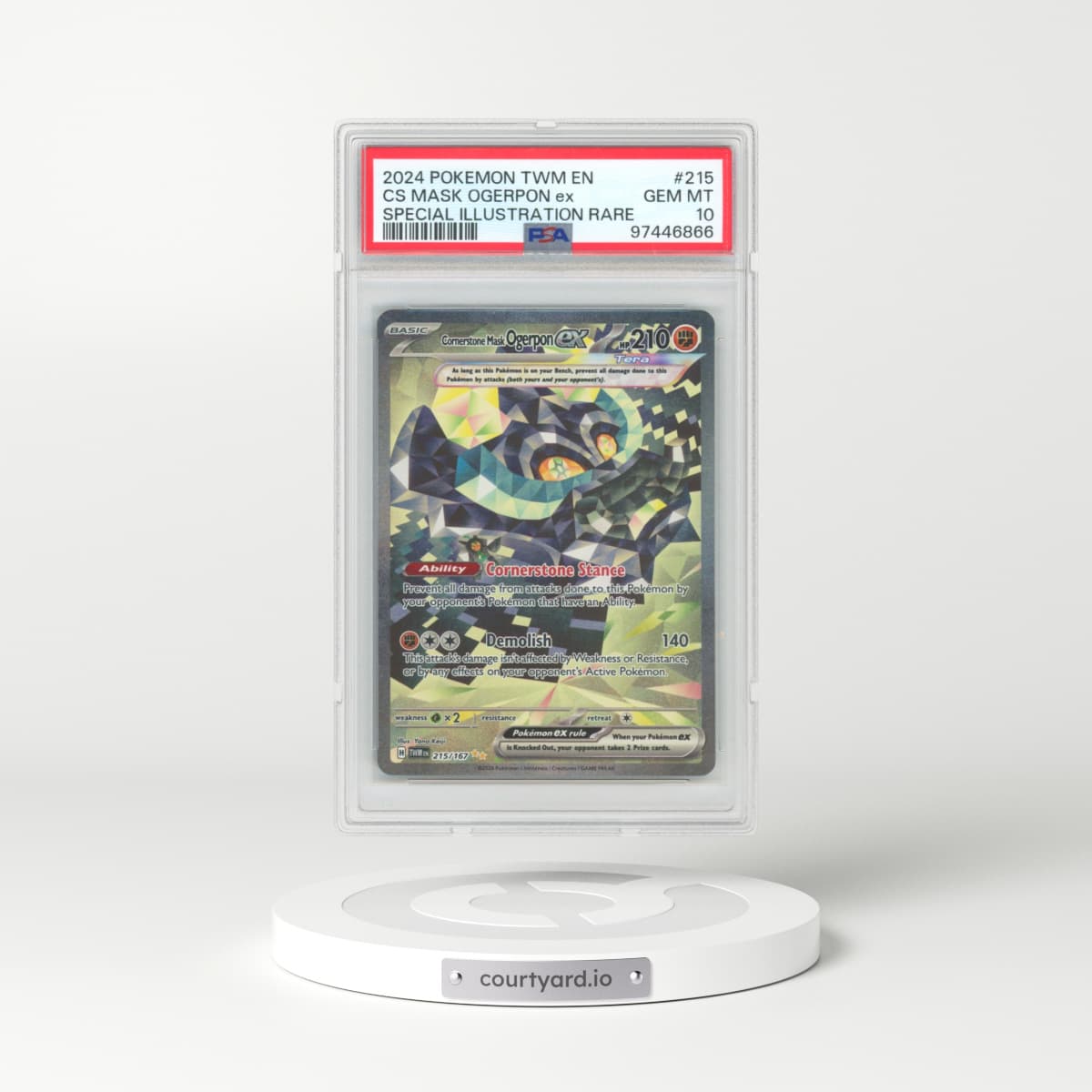 2024 Pokémon Twm EN-Twilight Masquerade #215 Cornerstone Mask Ogerpon EX - Holo Special Illustration Rare (PSA 10 GEM MINT)