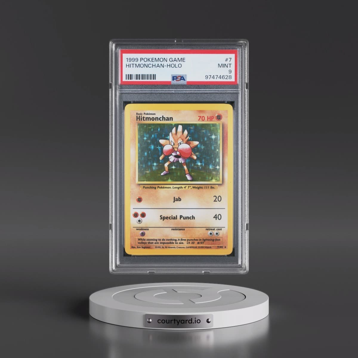 1999 Pokémon Game #7 Hitmonchan - Holo (PSA 9 MINT)