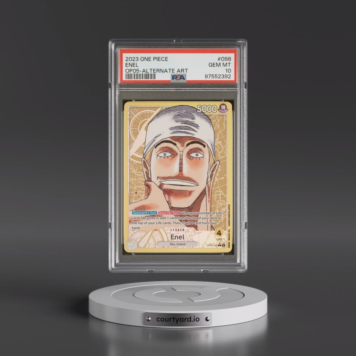 2023 One Piece OP05-Awakening of the New Era #098 Enel - Alternate Art (PSA 10 GEM MINT)